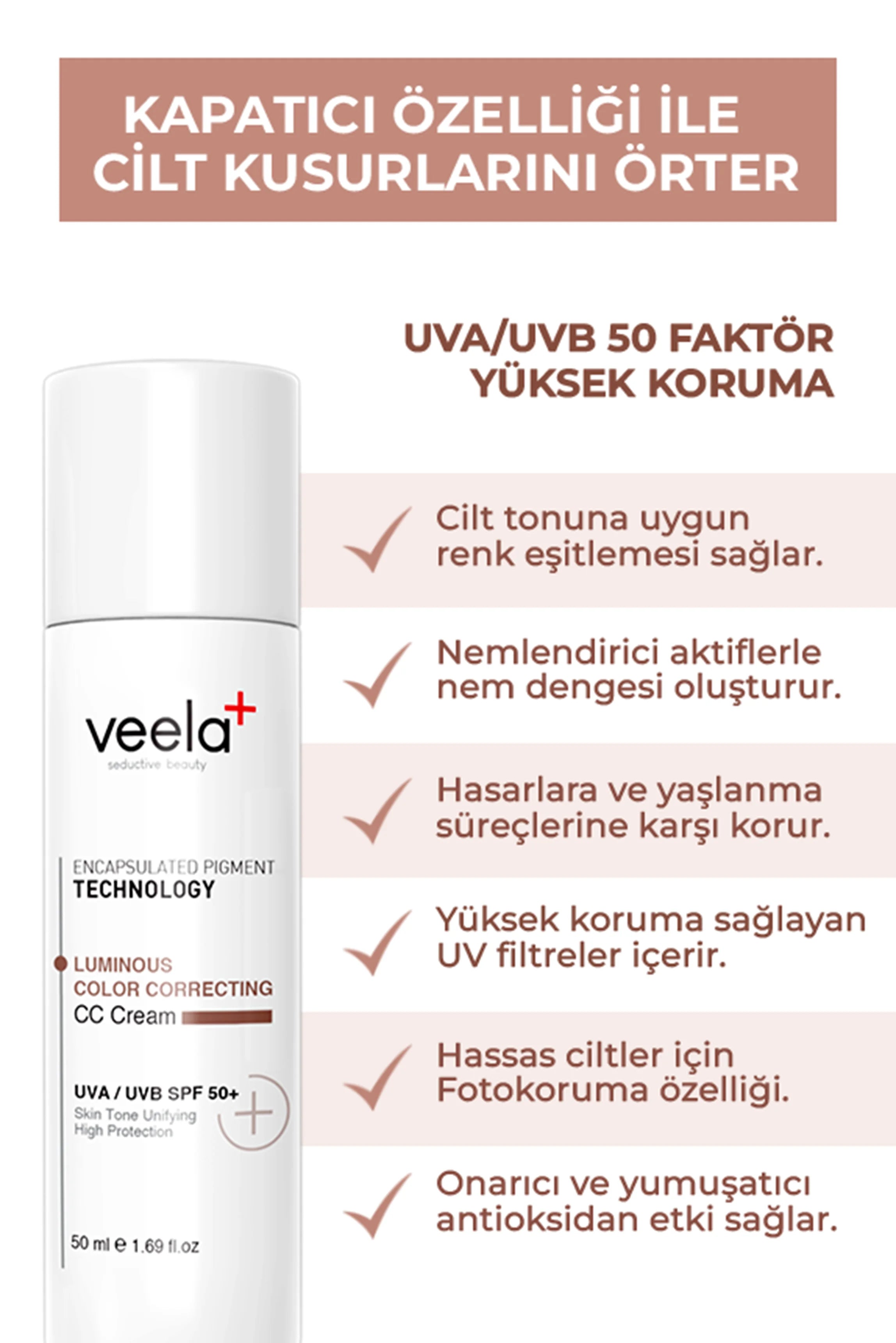 Kapatıcı, Cilt Tonu Eşitleyici ve Leke Karşıtı Luminous Color Correcting CC Cream SPF 50+